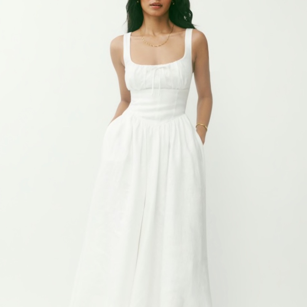 NWOT Reformation Balia Linen Dress - White